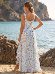 A-Line/Princess V-Neck Sleeveless Ruffles Floral Bridesmaid Dresses
