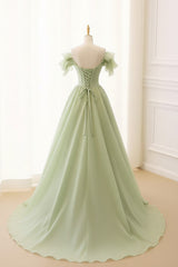 A Line Green Prom Dress Tulle Long Formal Gown Evening Dress