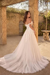 A Line Lace Sweetheart Sleeveless White Wedding Dress Bridal Gown With Appliques Split