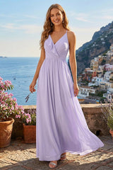 A-Line/Princess Halter Sleeveless Chiffon Bridesmaid Dresses With Ruffles