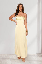 A-Line/Princess Spaghetti Straps Long Bridesmaid Dresses with Ruches & Lace-Up