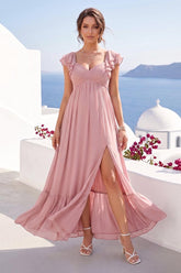 A-Line/Princess Sweetheart Short Sleeves Ankle-Length Maternity Bridesmaid Dresses With Ruffles