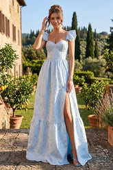 A-Line/Princess Sweetheart Sleeveless Floor-Length Bridesmaid Dresses With Split Side & Ruffle Straps