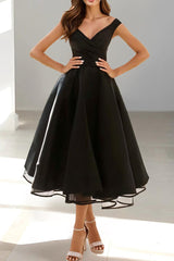 A-Line/Princess V-neck Sleeveless Tea-Length Home Coming Dresses