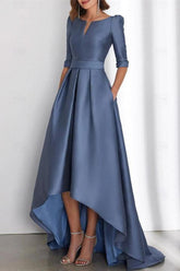 Asymmetrical A-Line Princess Mother of the Bride Dresses with Half Sleeves and Pockets