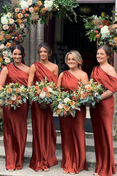 Asymmetrical Sleeveless Floor Length Bridesmaid Dresses