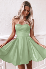 Red Satin Graduation Dress Sweetheart A Line Short Cocktail Dresses