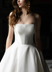 Ball Gown Off the Shoulder Sleeveless Court Train Satin Wedding Dress