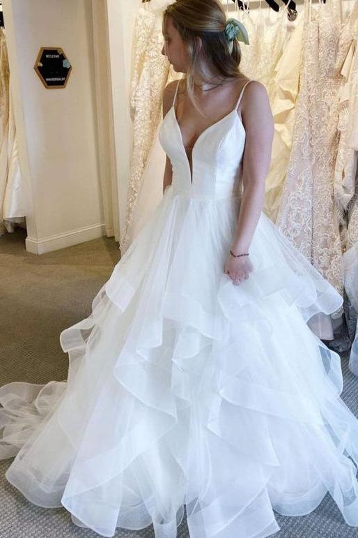 Ball-Gown Wedding Dress with Cascading Ruffles