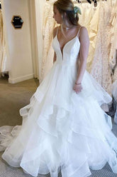Ball-Gown Wedding Dress with Cascading Ruffles