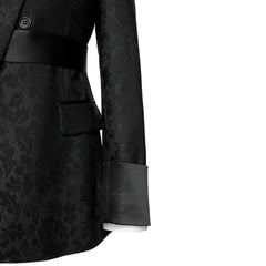 Black Jacquard Shawl Lapel Double Breasted Wedding Suit
