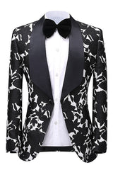 Black Jacquard Two Piece Shawl Lapel Wedding Suit