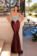 Black Mermaid Prom Dress Sleeveless Spaghetti Straps Beaded Evening Dress