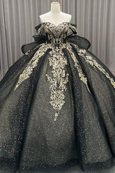 Black Off the Shoulder Quinceanera Dress Ball Gown Sweet 16 Dress