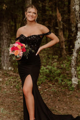 Black Prom Dress Mermaid Corset Long Evening Dress With Appliques