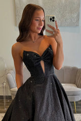 Black Prom Dress Sweetheart A Line Formal Dress With Beadings