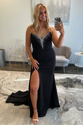 Black Prom Dress Sweetheart Mermaid Long Formal Dress With Slit
