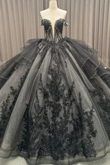 Black Quinceanera Dress Off The Shoulder Ball Gown Sweet 16 Dress