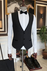 Black Three Piece Peaked Lapel Business Suit