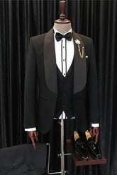 Black Three Piece Shawl Lapel Wedding Suit