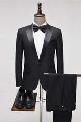Black Two Piece Notched Lapel Prom Suit
