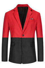 Black and Red Two Piece Notched Lapel Prom Suit
