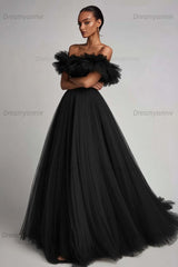 Dusty Sage Wedding Guest Dress Tulle A Line Long Evening Dress With Ruffles
