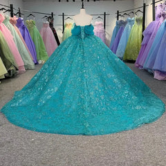 Blue Ball Gown Princess Girl Sweet 15 Quinceanera Dress Prom Party Gowns Dress