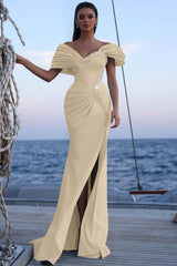 Blue Mermaid Prom Dress Beaded Off the Shoulder Evening Dress