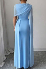 Blue Mermaid Prom Dress Satin Evening Dress