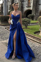 Blue Mermaid Prom Dress Sweetheart Beaded Evening Dress