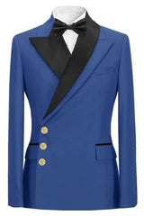 Blue Peaked Lapel Prom Suit for Men Newest