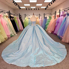 Blue Quinceanera Dress Sweet 15 Evening Dress Crystal Sleeveless Ball Gown Sweet 16 Dress