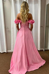 Blush Prom Dress Off The Shoulder A Line Satin Formal Dress