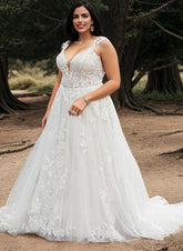 Bohemian V-Neck Bridal Gown Featuring Illusion Back