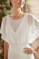 Boho Lace Open Back A-Line Wrap Wedding Dresses