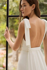 Boho Wedding Dresses with Open Back and Bows
