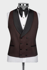 Brown Shawl Lapel 3 Piece Wedding Men Suit