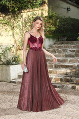 Burgundy Spaghetti Straps Prom Dress A Line Corset Formal Dress