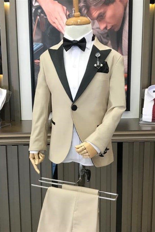 Champagne Two Piece Peaked Lapel Prom Suit