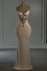 Dreamyannie Column Chiffon Strapless Sleeveless Evening Dress With Appliques