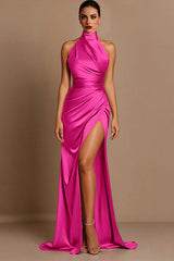 Charmeuse Bridesmaid Dresses With High Split