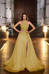 Charming Purple Evening Dress Sleeveless Strapless with Tulle Slit Sequins