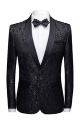 Chic Black 2-Piece Jacquard Men's Wedding Suit Blazer Pants