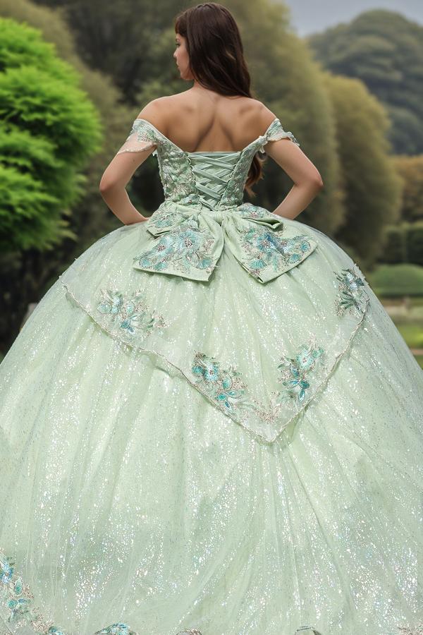 slim fit dress slacks Dreamyannie UK Elegant & Gorgeous Ball Gown V Neck Spaghetti Straps  Sleeveless Lace Appliques Beaded Mint Green Tulle Princess Party Gown  Quinceanera Dresses For Sweet 16 main image 0