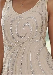 Chiffon Mother of the Bride Dress 3/4 Sleeve Wedding Guest Dress with Beadings