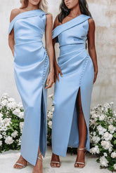 Cold Shoulder Satin Sheath/Column Bridesmaid Dresses