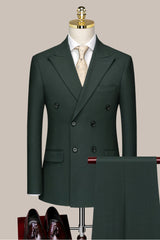 Dark Green Double Breasted Prom Suit Stylish