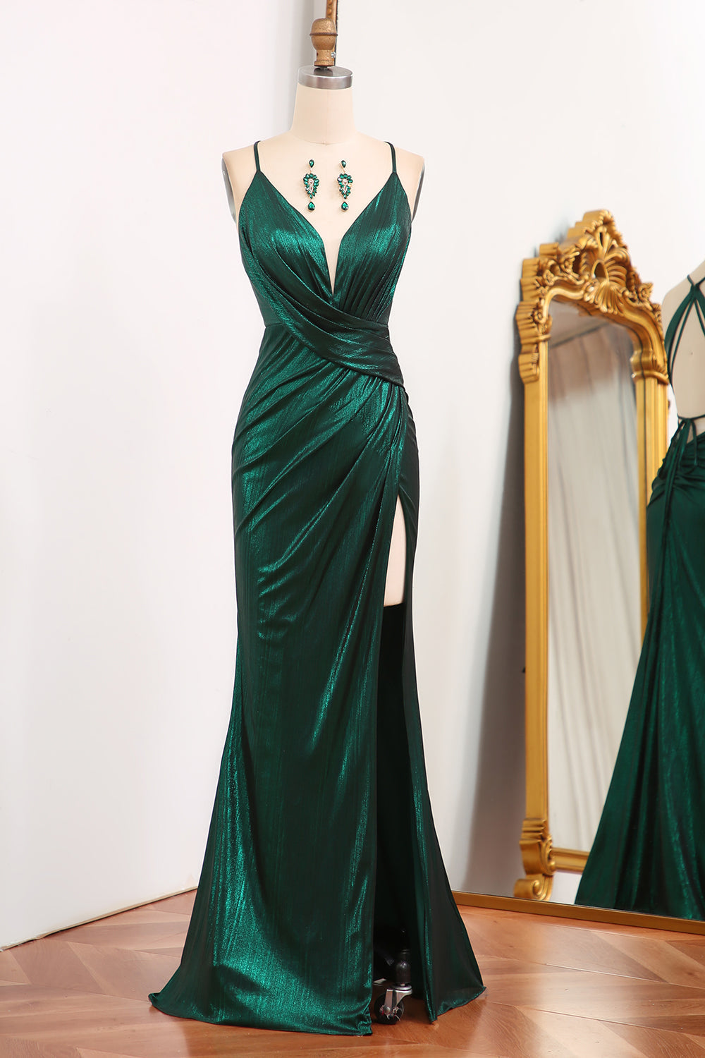 Dark Green Mermaid Long Prom Dress With Slit Dreamyannie UK Dark Green Mermaid Long Prom Dress With Slit Dreamyannie UK