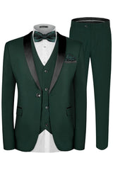 Dark Green Shawl Lapel 3 Piece Men's Wedding Suit